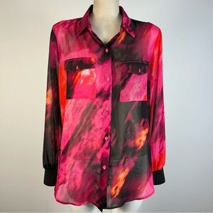 ❤️ DKNY Pink and Black Women’s Button Down Shirt S